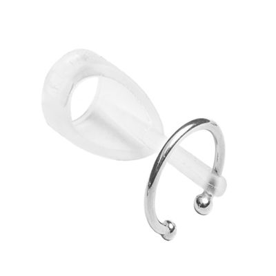 Deafmetal USA Retention Hearing Aid Cuff and Silicone Holster Attachment - Fits BTE and RIC Hearing Aids and BTE Cochlear Implant Processors - Keep Hearing Devices Secured - Silver - 1 Ear