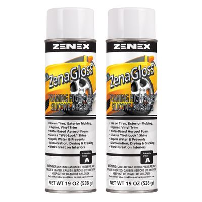 Zenex ZenaGloss - Foaming High Gloss Protectant | Water-Based Plastic, Rubber & Vinyl Dressing | Long-Lasting Finish For Interior & Exterior Surfaces | For Cars, Trucks, RVs, & More | 19 oz (2 Pack)
