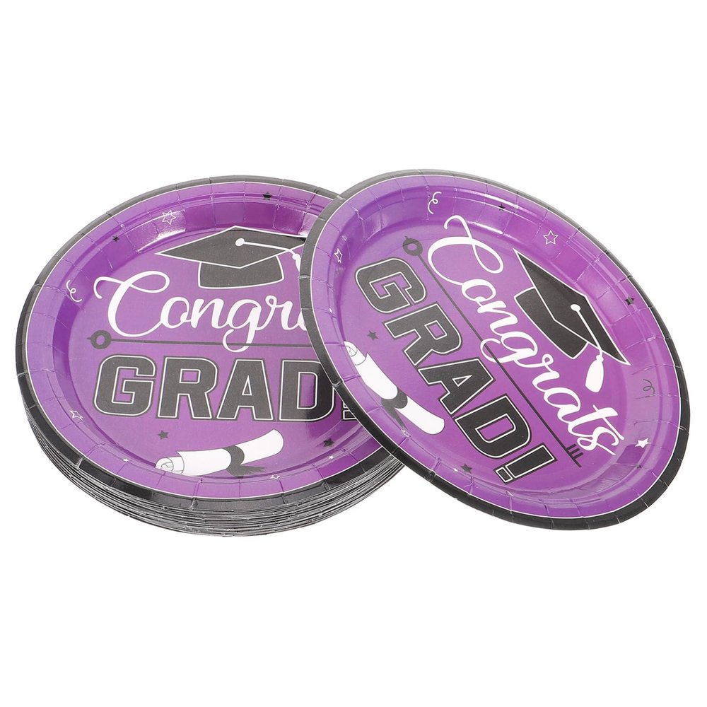 FOMIYES 24pcs 2023 Graduation Decorations Paper Dishes for Festive Parties College Graduation Decorations Graduation Plates Grad Plate Paper Plates Party Supplies Pasta Graduation Season, 17.5x17.5cm