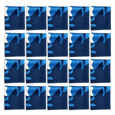 Calabria 20 Pack Microfiber Cleaning Cloth Blue Camouflage Print Clean Eyeglass Lens TV Phone Screen Camera Sunglass Glasses