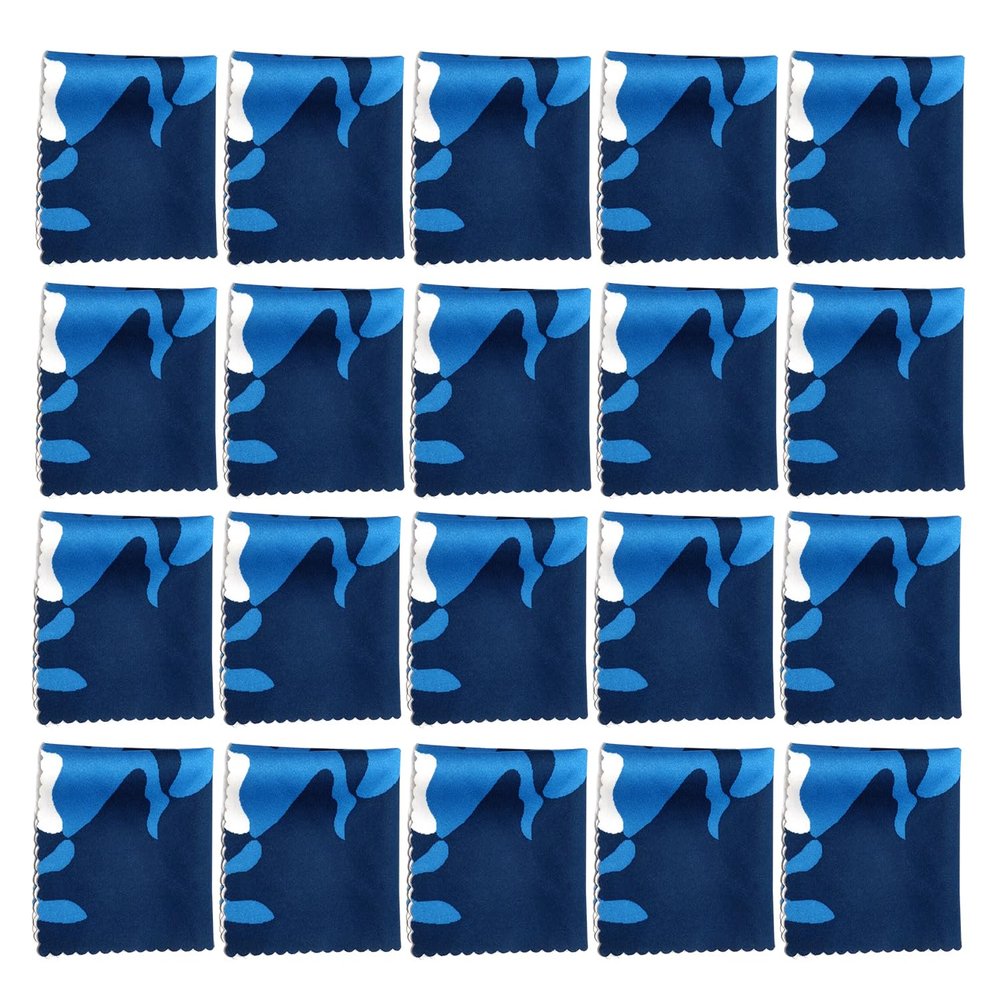Calabria 20 Pack Microfiber Cleaning Cloth Blue Camouflage Print Clean Eyeglass Lens TV Phone Screen Camera Sunglass Glasses
