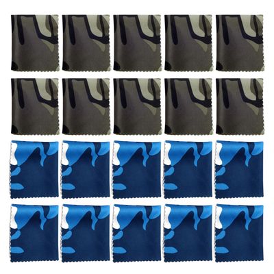 Calabria 20 Pack Microfiber Cleaning Cloth Blue/Green Camouflage Print Clean Eyeglasses Lens TV Phone Screens Camera Glasses