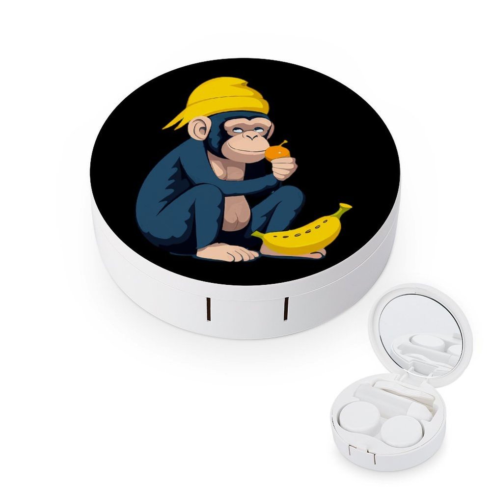 Banana Monkey Anima Contact Lens Travel Kit Portable Cute Contact Box with Mirror for Daily Outdoor, style