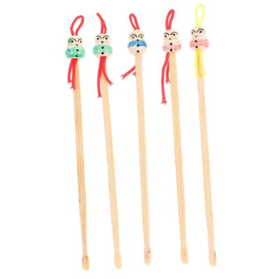 Anneome Wooden Ear Set 5pcs Bamboo Ear Chinese Doll Head for Family Use Random Color