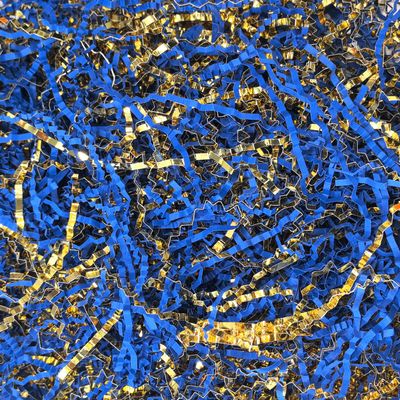 Keoferlo Gift Baskets Filler Gold and Blue Crinkle Paper Filler 1/2 LB Paper Shreds Craft Confetti Grass Raffia for Gift Baskets Wrap Decorations Display Merchandise