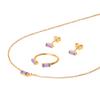 Simple Style 18K Gold Plated Lightning Crystal Rectangle Amethyst February Birthstone Necklace Jewelry Set Collection for Women (February Birthstone - Created Amethyst, 6) view 1