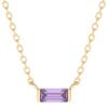 Simple Style 18K Gold Plated Lightning Crystal Rectangle Amethyst February Birthstone Necklace Jewelry Set Collection for Women (February Birthstone - Created Amethyst, 6) view 2