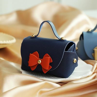 10 pack PU Leather Gift Boxes, Reusable Baby Showers Party Boxes Favor, Mini Handbag Candy Gift Box with Bowknot For Wedding Birthday Christmas Valentine's Day New Year Party Decoration, 4.7 x3 inches (Navy Blue)