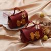 10 pack PU Leather Gift Boxes, Reusable Baby Showers Party Boxes Favor, Mini Handbag Candy Gift Box with Bowknot For Wedding Birthday Christmas Valentine's Day New Year Party Decoration, 4.7 x3 inches (Burgundy with pendent) view 1