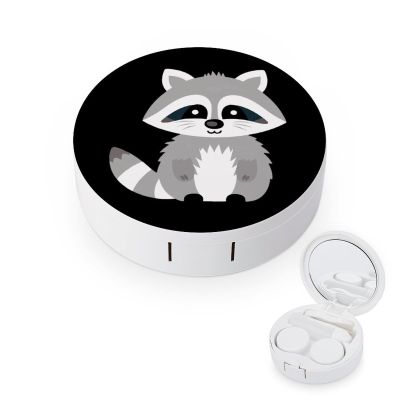 Cute Raccoon Contact Lens Travel Kit Portable Cute Contact Box with Mirror for Daily Outdoor