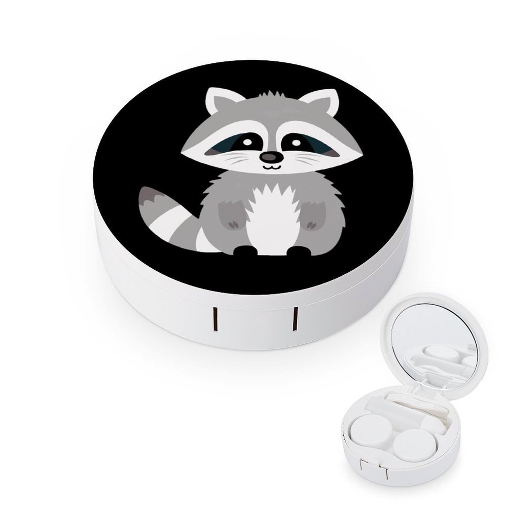 Cute Raccoon Contact Lens Travel Kit Portable Cute Contact Box with Mirror for Daily Outdoor