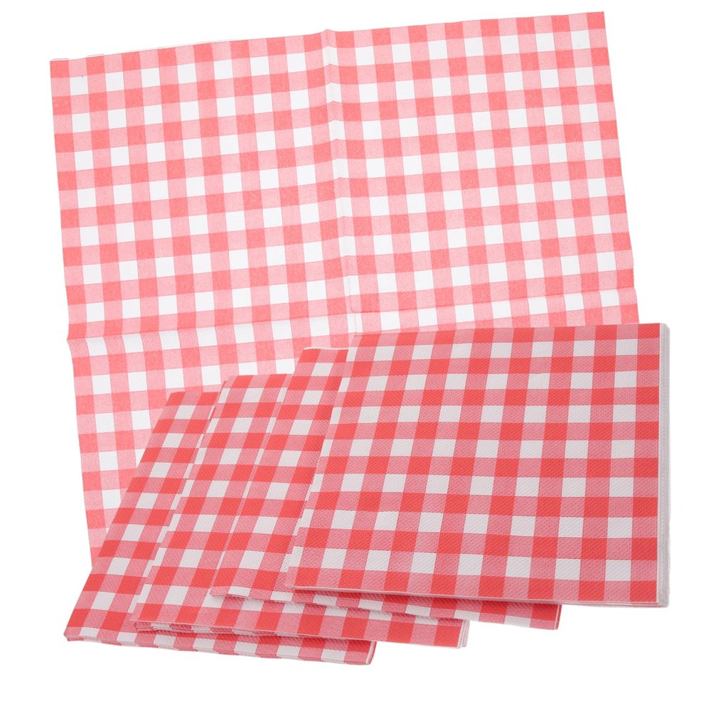 VINTORKY 100pcs Checkered Wax Wrapping Paper Sheets Greaseproof Food Basket Liners for Catering Restaurants Picnics Barbecues Oil Non-stick Design
