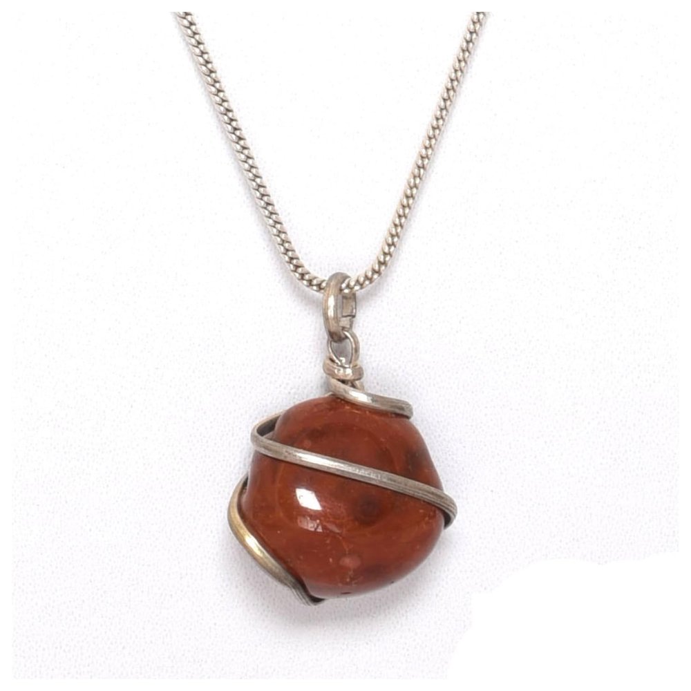 Blessfull Healing Reiki Spiritual Gemstone Red Jasper Stone Wire Wrap Tamble Necklace Pendant