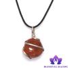 Blessfull Healing Reiki Spiritual Gemstone Red Jasper Stone Wire Wrap Tamble Necklace Pendant view 2