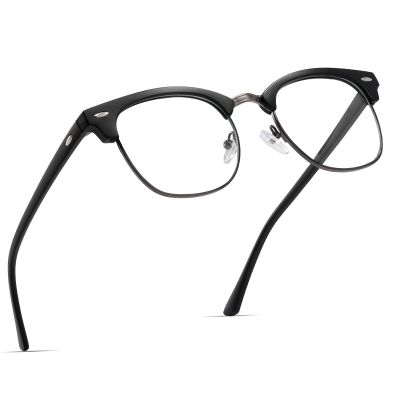 AOMASTE Blue Light Blocking Glasses Vintage Half Frame UV Clear Lens Anti Eyestrain Computer Gaming Glasses for Women Men(P47)