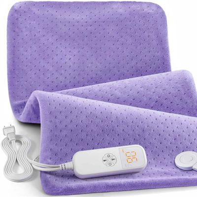 Heating Pad for Back Pain Relief, 33"x17" Electric Heating Pad for Shoulder, Neck, Cramp, Menstrual Pain, Christmas Gifts for Women Men Mom Dad-6 Heat Settings and Auto-Off, Moist/Dry Heat pad, Purple