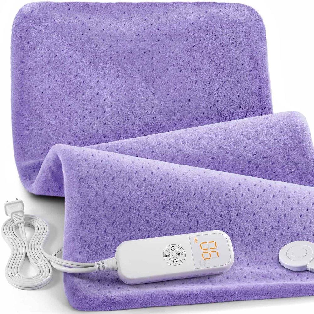 Heating Pad for Back Pain Relief, 33"x17" Electric Heating Pad for Shoulder, Neck, Cramp, Menstrual Pain, Christmas Gifts for Women Men Mom Dad-6 Heat Settings and Auto-Off, Moist/Dry Heat pad, Purple