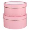 Baluue Round Flower Boxes Set of 2 with Transparent Window Pvc Lid Floral Packaging for Valentine Birthday Anniversary and Special Occasion view 1
