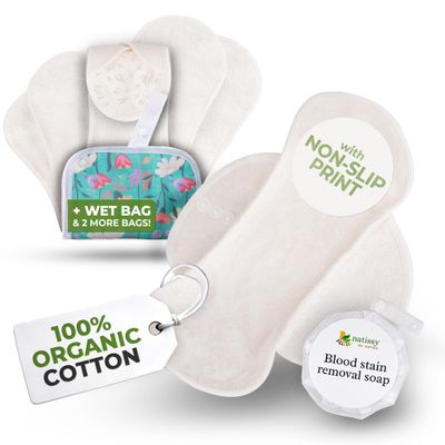 Non-Slip, (Premium) Reusable Menstrual Pads for Light Flow (6 Pack S+M) - Leak Proof & Odor Free Viscose Cloth Pads for Women & Teens - High-Temp Washable, Soft & Skin-Safe for All-Day Period Comfort