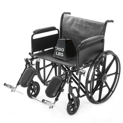 28 Inch Bariatric Wheelchair for Adults - Removable Full Length Armrests, Swing Away Footrests, Adjustable Height - 500+ lbs Capacity Extra Wide Wheelchair - Foldable