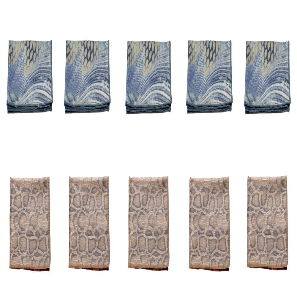 Calabria 10 Pack Microfiber Cleaning Cloth Brown/Blue Yellow Snakeskin Print Cleans Eyeglasses Lens TV Phones Camera Glasses