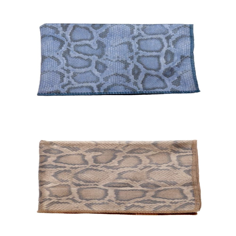 Calabria 2 Pack Microfiber Cleaning Cloth Brown/Blue Snakeskin Print Clean Eyeglasses Lens TV Phone Screen Camera Sunglasses