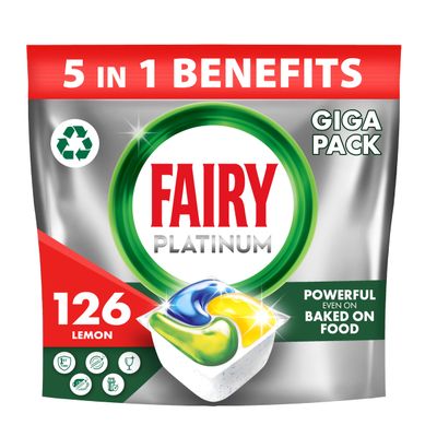 Fairy Platinum All-In-1 Lemon Dishwasher Tablets, 126 Tablets
