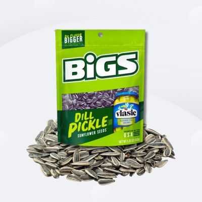BIGS Multipack Sunflower Seeds. Yummy Low Calorie Treats/Snacks (3 PACK, Dill Pickle) Intrepid Collective Packaging with Baseball Sticker 5.35oz/152g