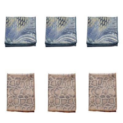 Calabria 6 Pack Microfiber Cleaning Cloth Brown/Blue Yellow Snakeskin Print Cleans Eyeglasses Lenses TV Phone Camera Glasses