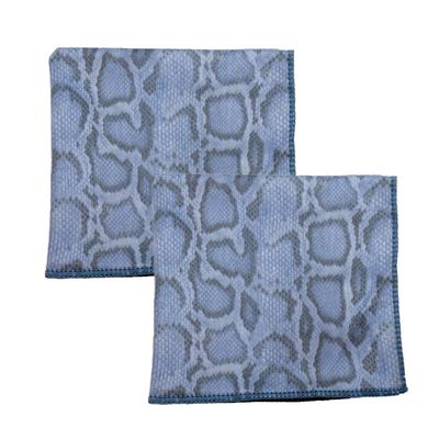 Calabria 2 Pack Microfiber Cleaning Cloth Blue Snakeskin Print Clean Eyeglasses Lens TV Phone Screen Camera Sunglass Glasses