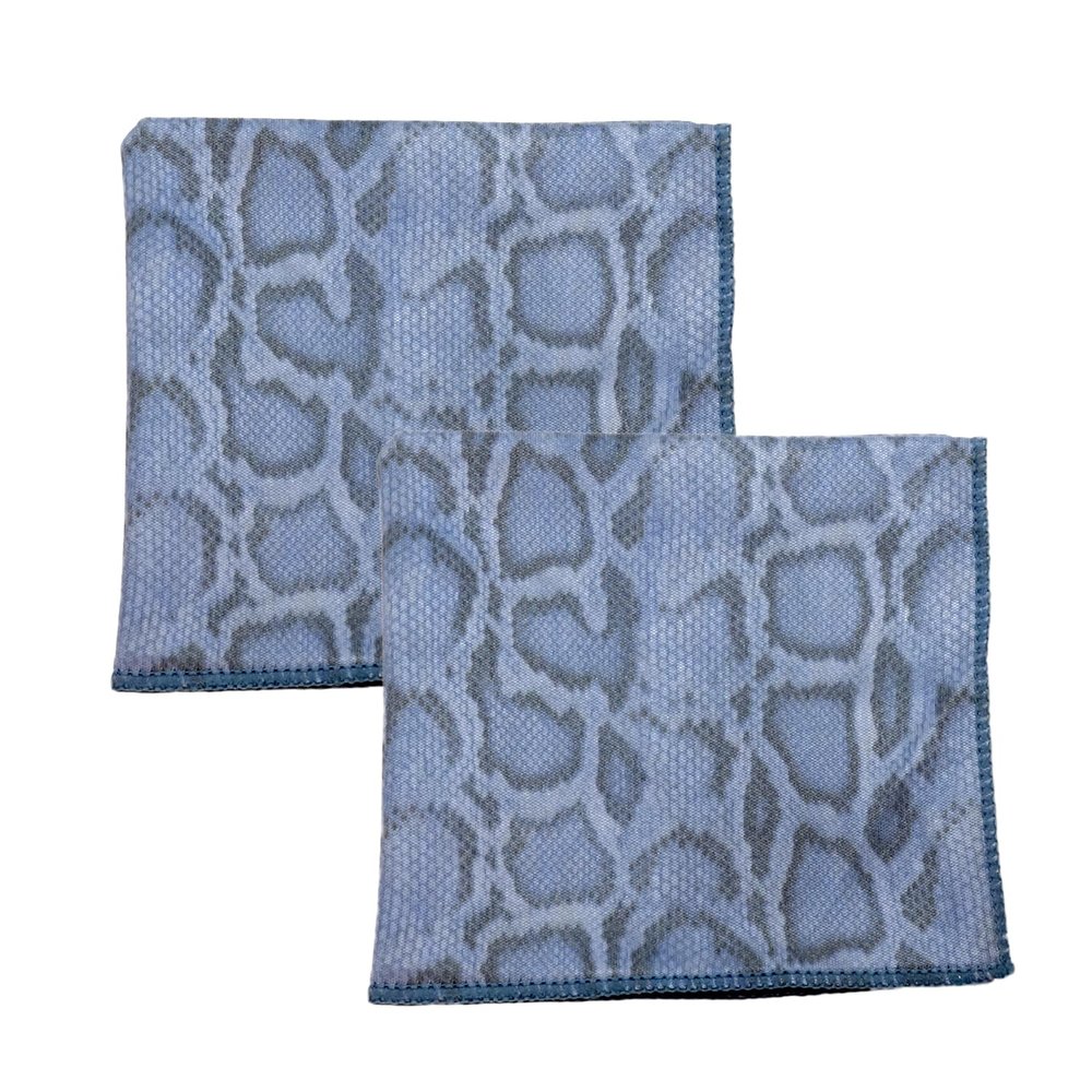 Calabria 2 Pack Microfiber Cleaning Cloth Blue Snakeskin Print Clean Eyeglasses Lens TV Phone Screen Camera Sunglass Glasses