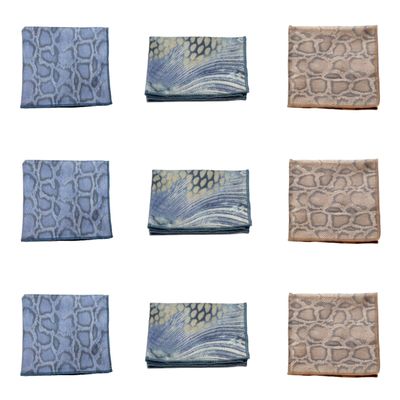 Calabria 9 Pack Microfiber Cleaning Cloth Blue Yellow/Brown/Blue Snakeskin Print Clean Eyeglass Lens TV Phone Screens Camera