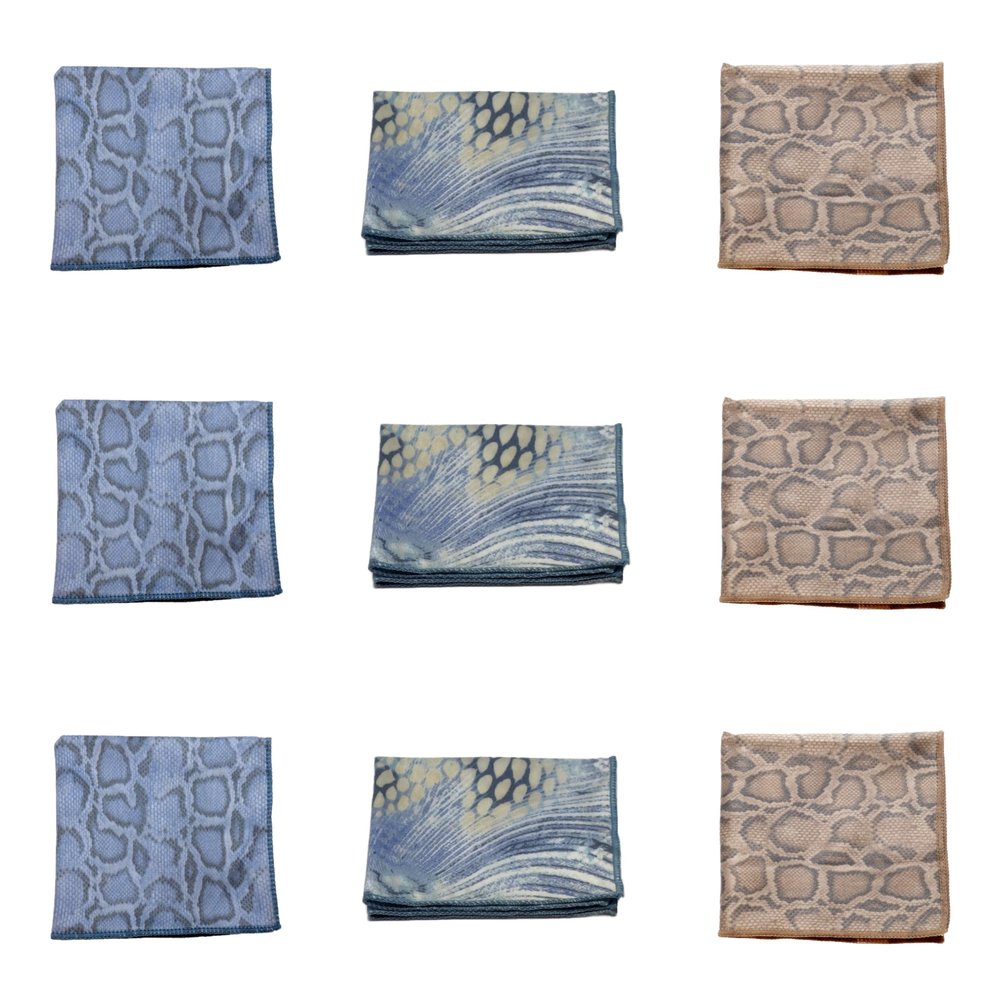 Calabria 9 Pack Microfiber Cleaning Cloth Blue Yellow/Brown/Blue Snakeskin Print Clean Eyeglass Lens TV Phone Screens Camera