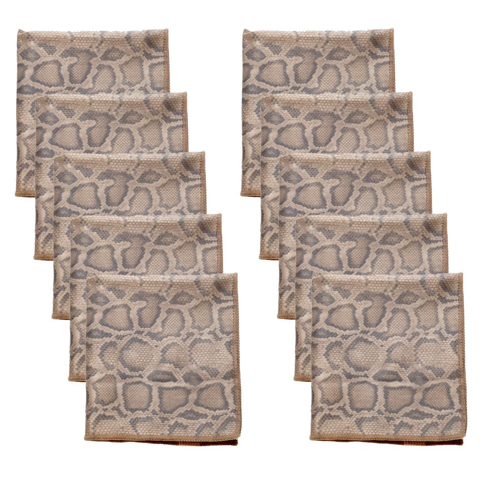 Calabria 10 Pack Microfiber Cleaning Cloth Brown Snakeskin Print Clean Eyeglass Lens TV Phone Screen Camera Sunglass Glasses
