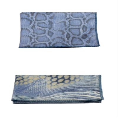 Calabria 2 Pack Microfiber Cleaning Cloth Blue Yellow/Blue Snakeskin Print Cleans Eyeglasses Lenses TV Phones Camera Glasses
