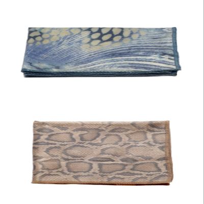 Calabria 2 Pack Microfiber Cleaning Cloth Brown/Blue Yellow Snakeskin Print Cleans Eyeglasses Lenses TV Phone Camera Glasses