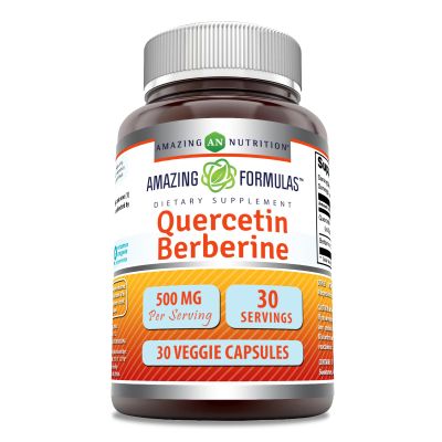 Amazing Formulas Quercetin Berberine | 250 Mg Berberine and 250 Mg Quercetin | Veggie Capsules Supplement | Non-GMO | Gluten Free | Made in USA (30 Count)