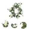 Alipis Artificial Flower Candle Ring Wreath with Realistic Silk Roses Wedding and Party Candle Garland Floral Pillar Candle Decor for Home Table Centerpiece view 4