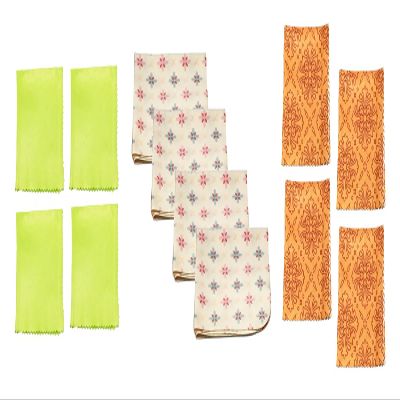 Calabria 12 Pack Microfiber Cleaning Cloth Green/Orange Motif/Butterscotch Stars Cleans Eyeglass Lens TV Phone Screen Camera
