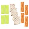 Calabria 12 Pack Microfiber Cleaning Cloth Green/Orange Motif/Butterscotch Stars Cleans Eyeglass Lens TV Phone Screen Camera view 1