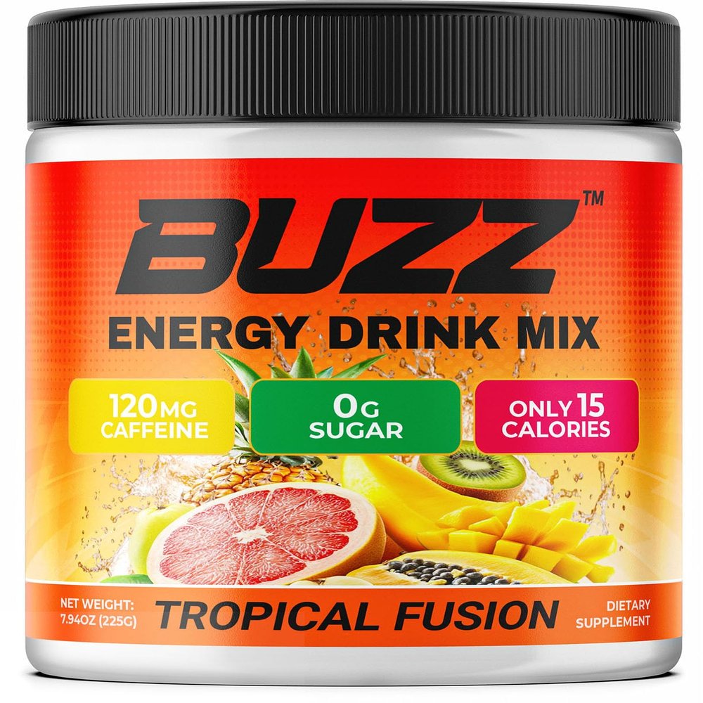 Energy Drink Powder - Energy Boost Drink Mix - Sugar-Free Energy with Antioxidants - Morning Kickstart and Sports Nutrition Endurance Product - 30 Servings, 8 Ounces (Tropical Fusion)