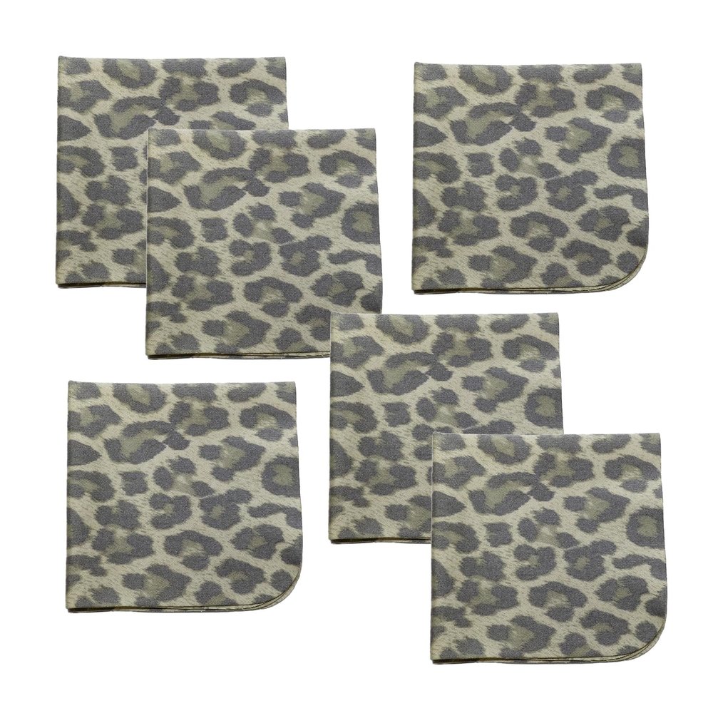 Calabria 6 Pack Microfiber Cleaning Cloth Green Grey Cheetah Animal Print Cleans Eyeglasses Lens TV Phone Cameras Sunglasses