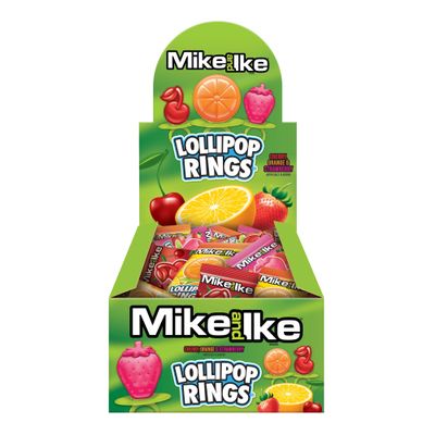 POPUPS! LOLLIPOP MIKE AND IKE Lollipop Rings - Fruity Lollipop Rings Candy Variety Pack- Assorted Flavors, Individually Wrapped Candy - Bulk Ring Lollipops - Gluten Free Candy - Box of 24