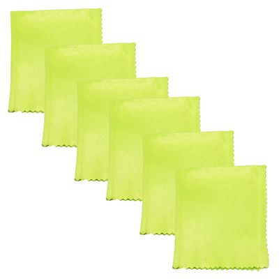 Calabria 6 Pack Microfiber Cleaning Cloth Lime Green Cleans Eyeglasses Lens TV Phone Screens Camera Sunglass Glasses Cleaner