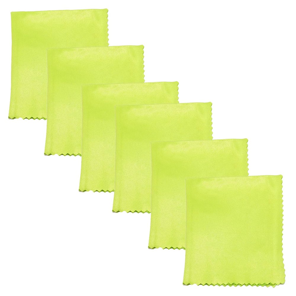Calabria 6 Pack Microfiber Cleaning Cloth Lime Green Cleans Eyeglasses Lens TV Phone Screens Camera Sunglass Glasses Cleaner