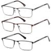 3 Pack Blue Light Blocking Reading Glasses for Men With Spring Hinge Metal Full Frame Lightweight Readers Classic Trend A +3.5 view 1