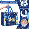 Yoirrat Blue Mr. Onederful Birthday Decorations Large Navy Blue Gold Happy First Birthday Gift Bags with Card Bday Wrapping Papers for Boys Newborn Baby Shower Christmas 1st Bday Party Supplies view 2