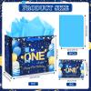 Yoirrat Blue Mr. Onederful Birthday Decorations Large Navy Blue Gold Happy First Birthday Gift Bags with Card Bday Wrapping Papers for Boys Newborn Baby Shower Christmas 1st Bday Party Supplies view 3