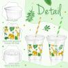 FoldTier 50 Pcs Jungle Safari Animals Cups Disposable Plastic Cup 12 oz Golden Green mugs Thick Wild Theme Clear Mugs Lids Straws Birthday Party Supplies Birthday Party Favor Table Decorations view 2