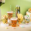 FoldTier 50 Pcs Jungle Safari Animals Cups Disposable Plastic Cup 12 oz Golden Green mugs Thick Wild Theme Clear Mugs Lids Straws Birthday Party Supplies Birthday Party Favor Table Decorations view 4